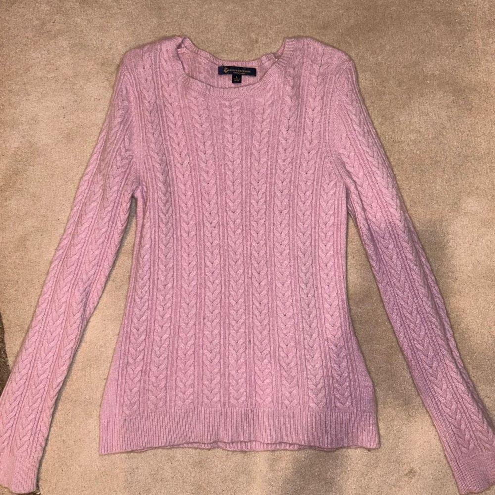 BROOKS BROTHERS Italian 100% Cashmere Crew-Neck Sz L Lavender Sweater $278+